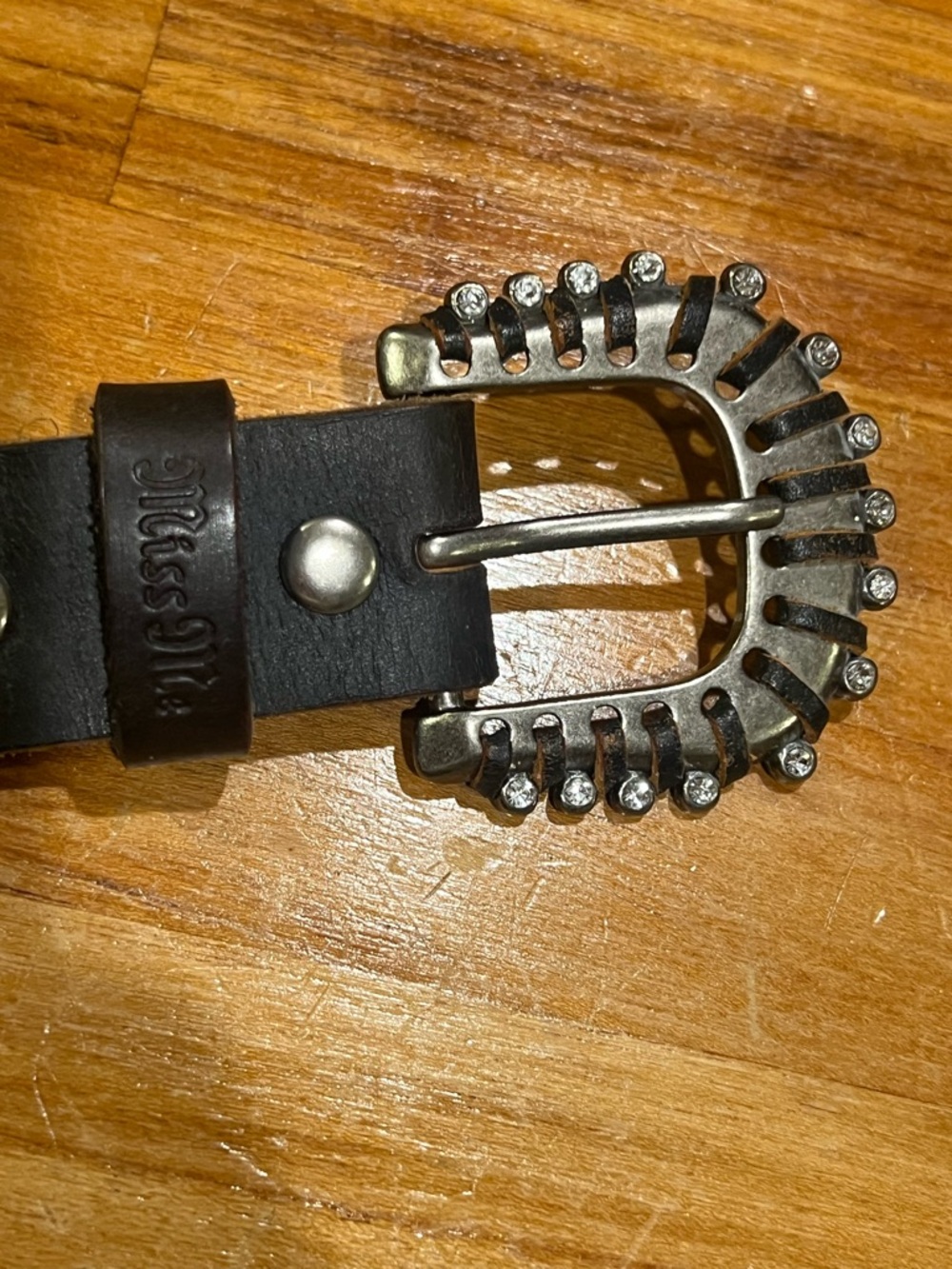 Miss Me Brownish/black Leather Belt - M - Picture 3 of 7